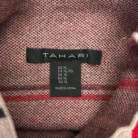 Tahari Classic Beige Checkered Boxy Sweater Turtle Neck Relaxed Fit Size XL - Picture 5 of 7